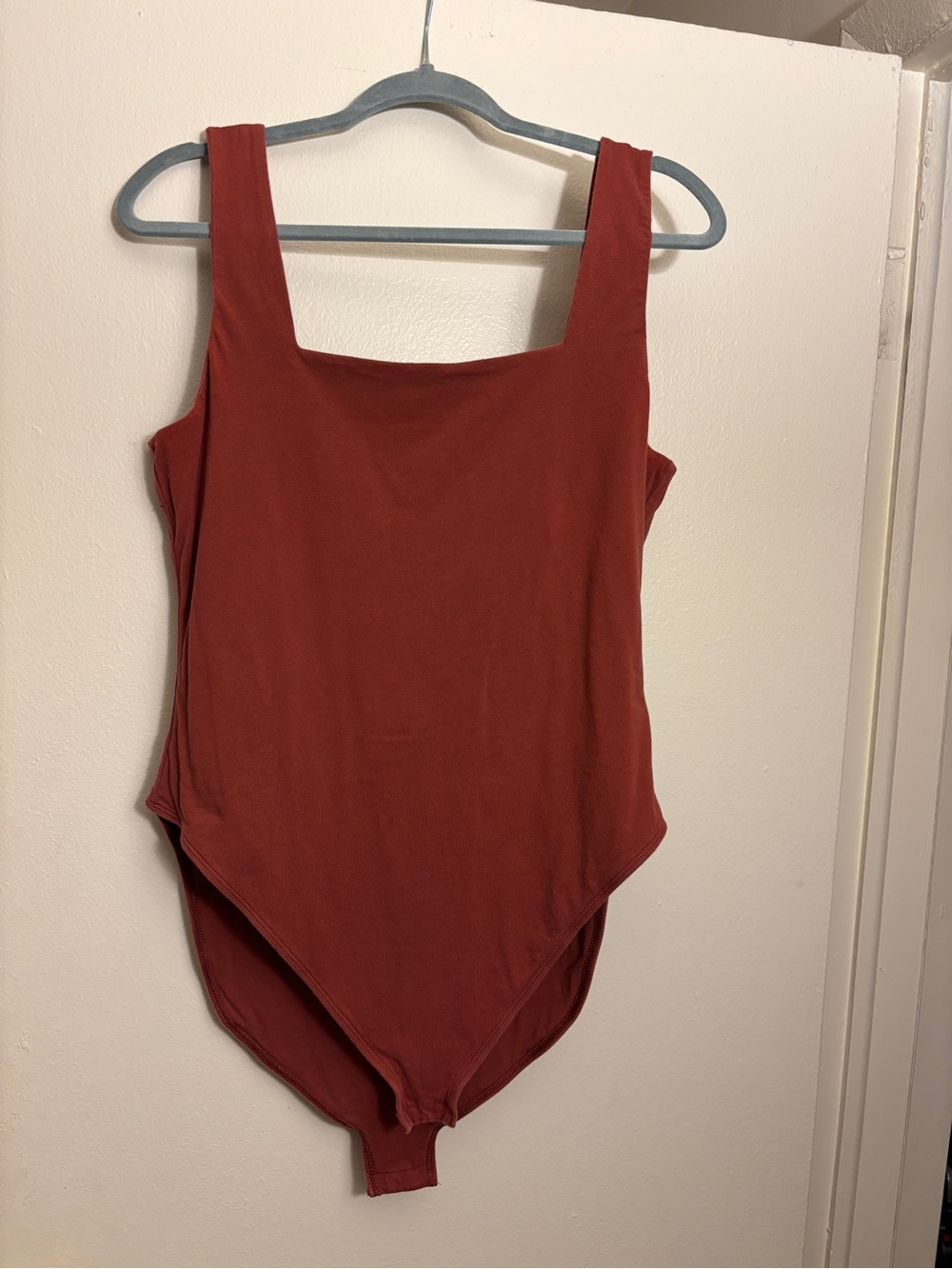 Square Neck One-Piece Bodysuit in Rust